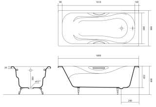 Чугунная ванна Aquatek Гамма AQ8080FH-00 180x80см белый